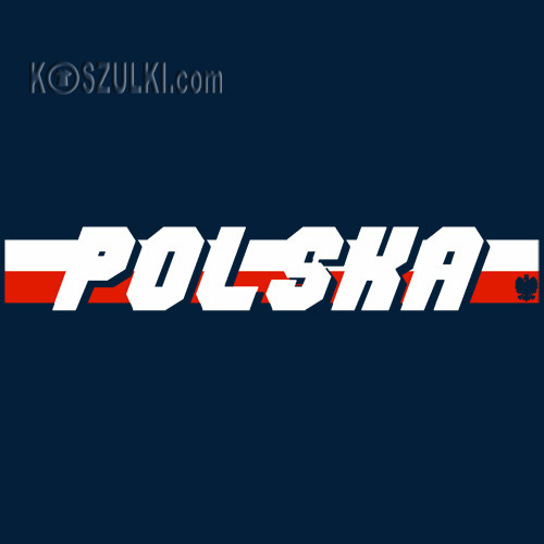 t-shirt T056 Polska napis Flaga Granat